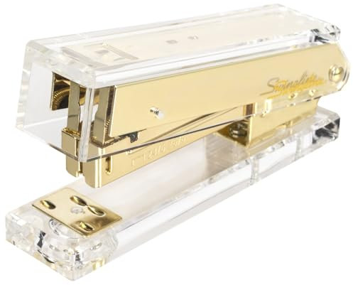 Swingline Compact Clear Acrylic Gold Stapler, 20 Sheet Capacity, Half Strip, Transparent Desk Stapler (S700000A)
