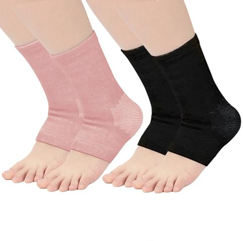 OnrySxn Ankle Brace for Kids, 2 Pair Compression Foot Sleeves Elastic Plantar Fasciitis Achilles Tendonitis Brace Breathable Children Ankle Support Bandage for Boy Girl Sprained Arthritis Pain Relief