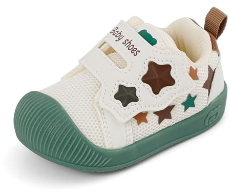 LACOFIA Scarpine Primi Passi Bambino Scarpe Ginnastica Neonato Sneakers Bimbo con Suola Gomma Antiscivolo Verde 23 EU(Etichetta 21)