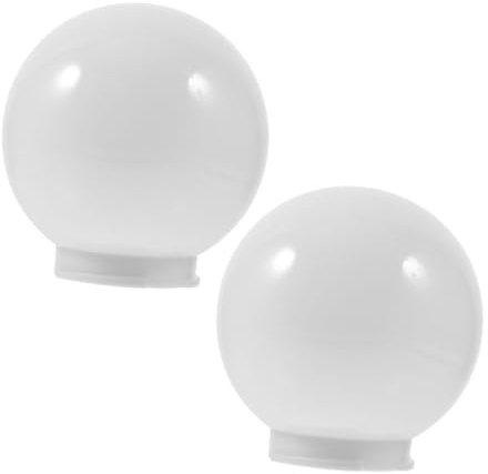2 Stück Acryl Lampenschirme in Weiß, Runde Kugelform als Ersatzabdeckung | Außenlampen, Robuste Lichtabdeckung, Passend für Pfostenleuchten und Wandmontage