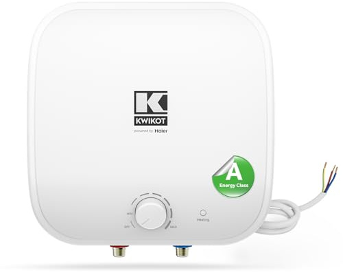 Kwikot EffiCube Chauffe-eau Électrique Sur Évier 15L Anti-calcaire 1500W | Ballon Eau Chaud Cuve émaillée, résistant eaux dures, thermostat réglable, compact, cuisine, salle de bain, lavabo, Classe A