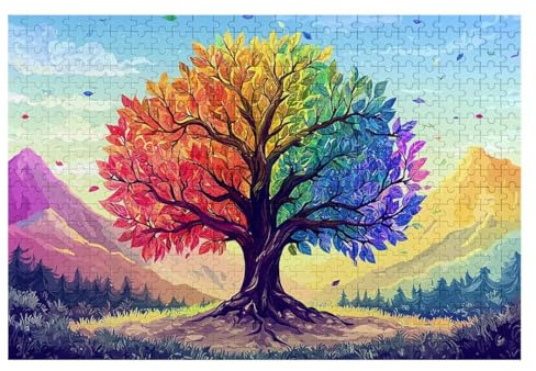 Jigsaw Puzzles for Adults 5000 Tree Jigsaws 5000 Pieces for Adults Wooden Landscape Puzzle Games, Classic Educational Challenging Game for The Whole Families Decompression, Decor Gifts 156x105cm E-41