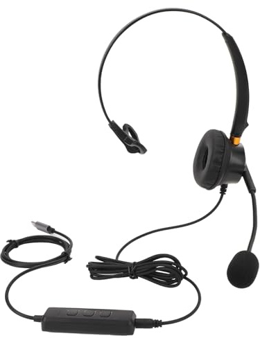 Tomantery Casque Téléphonique pour Centre D'appels, Casque de Bureau Antibruit avec USB C vers USB 3,5 Mm, de Service Client Confortable, Noir