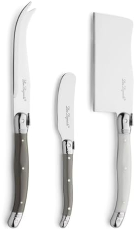 Laguiole Käsemesser / 3-teiliges Set / Aus Edelstahl / Silber Farbige Messer / Griffe aus Polypropylen / Spülmaschinenfest