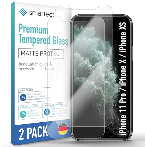 smartect Schutzglas [2 Stück, Matt] kompatibel mit iPhone XS/X / 11 Pro, HD Schutzfolie Anti-Kratzer, Blasenfrei, 9H Härte, entspiegelt, Ultrabeständig