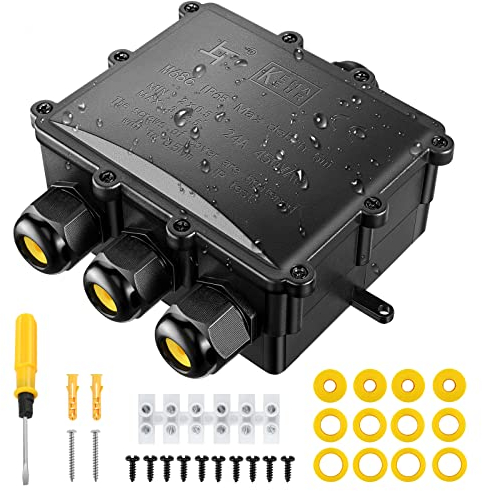 Kohree Abzweigdose Wasserdicht IP68 Verteilerdose Kabelverbinder Wasserdicht 4 Polig Klemmdose für Außen Größere 4 Wege Verbindungsdose für Ø4mm-14mm Kabeldurchmesser M25 Kabelverschraubung, PC + PA66