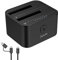 Alxum USB C & USB A Hard Drive Docking Station, Two Bay Type C USB 3.0 to SATA Hard Drive Caddy Dock with Offline Clone Function for 2.5 Inch & 3.5 Inch HDD SSD, Equipped with Two USB A & USB C Cable