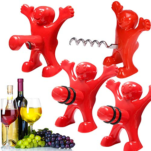 Flaschenöffner Mann BESLIME Flaschenöffner Weinflasche Stopper Weinflasche ierflasche Opener Gag Geschenk All-in-One Gift Set Wine Saver 4er-Pack