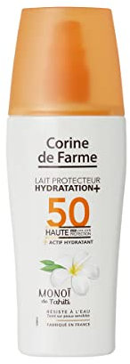 Corine de Farme - Lait Protecteur Hydratation+ SPF50 Protection UVA-UVB - Crème Solaire Hydratante, Sans Paraben, Résiste à l’Eau - Monoï de Tahiti - 150 ml