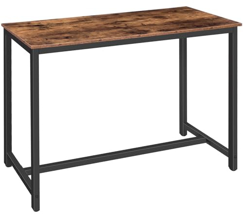 HOOBRO Bar Table, Rectangular Pub Table, 47.2” Counter Height Bar Table, Industrial Bar Height Table, Dining Table for Kitchen, Living Room, Easy to Assemble, Rustic Brown BF50BT01
