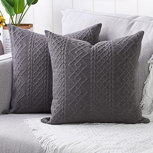 Yaertun 2er Set Superweichen Kissenbezüge Dekokissen Kissenbezug Sofakissen Dekorativ Couchkissen Kissenhülle Bezug Weich für Wohnzimmer Schlafzimmer 20x20 Inch, 50x50 cm Dunkelgrau