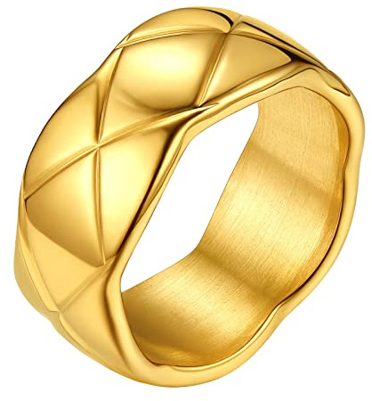 FindChic Anello Uomo Donna in acciaio inossidabile, anello ragazzo, oro/argento/nero, regalo uomo