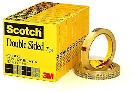 Scotch Doppelseitiges Klebeband, 12 mm x 33 m, 1 Rolle/Box, 12 Rollen/Packung, transparent, stark klebend, permanent, für Scrapbooking, Basteln, Fotos