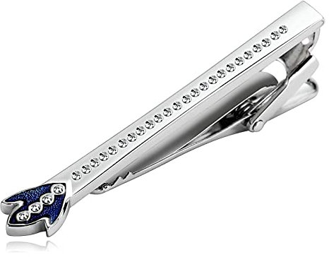 Aotiwe Krawattenklammer, Krawattennadel Edel Blatt Silber Blau Rostfreier Stahl Business Stil Vatertag