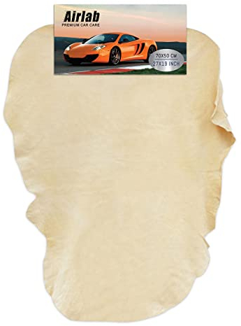 Airlab Chamois Leathers for Cars 70x50cm 3500 cm² XXL, Real Shammy Leather for Windows, Large Chamois Car Cleaning Cloth Car Drying Towel for for Windscreen Glass Mirrors