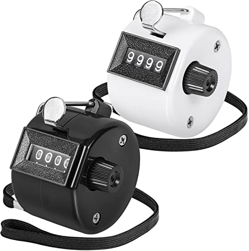 KTRIO Handzähler Zähler, 4-Stellige Zähler, 2 Stück ABS Counter Clicker mit Umhängeband für Personenzähler, Coaching, Stricken, Golf und Reihenzähler