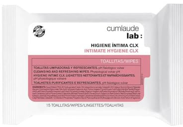 Cumlaude Lab - Toallitas Íntimas CLX, Toallitas Limpiadoras y Refrescantes con Clorhexidina y Complejo Antimicrobiano Vegetal, Aporta una Acción Calmante e Hidratante - 15 Unidades