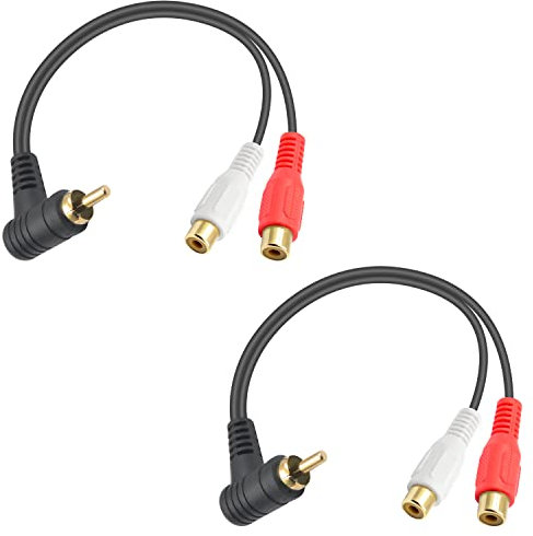 Duttek Câble RCA, RCA vers 2RCA pour caisson de basses, home cinéma, lecteur CD, audio de voiture ou autre appareil compatible RCA (0,25 m) (câble RCA (1 mâle vers 2 femelle))