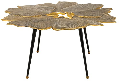 riess-ambiente.de Dekorativer Couchtisch Ginkgo 95cm Gold schwarz Handmade Metall