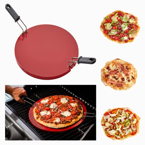 Pizza Grill 16 Enameled Cordierite Stone for Grill and Oven Dishwasher Safe with Handles For Easy Use by Easylife Tech (16 Inch)