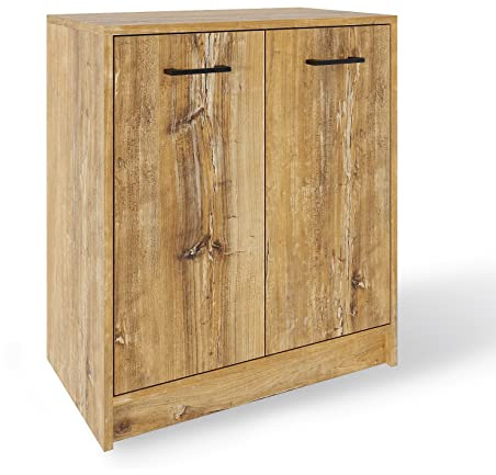 MeblePitus Kommode Mit Türen - Sideboard Eiche Retro Ohne Schubladen - Sideboard Büro 80x70x40 - Standschrank - Mehrzweckschrank Beistellschrank