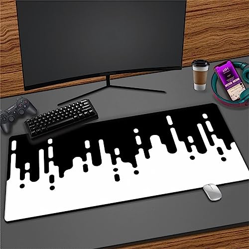 TengYuer Gaming Mauspad Schwarz Weiß, XXL Gaming Mauspads 27.5x15.7x0.1 Zoll Verlängertes Großes Mauspad Schreibtischauflage, rutschfeste Gummibasis Einfach Zu Reinigen für Gamer/Desktop/Büro/Zuhause