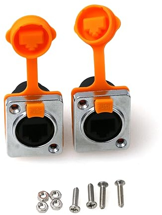 ZBLZGP RJ45 panelmontering nätverk Ethernet-signalkontakt IP65 vattentät koppling RJ45 paneluttag CAT5 CAT6 (2 st gul)