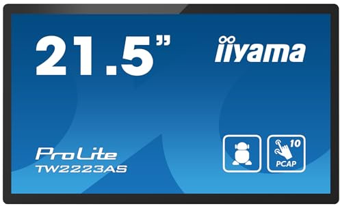 iiyama ProLite TW2223AS-B1 54,6cm 21,5 VA LED-Monitor Full-HD 10 Punkt Multitouch kapazitiv HDMI USB2.0 USB3.2 RJ45 Android-OS Bluetooth SD-Slot Anti-Glare-Beschichtung 6H 24/7