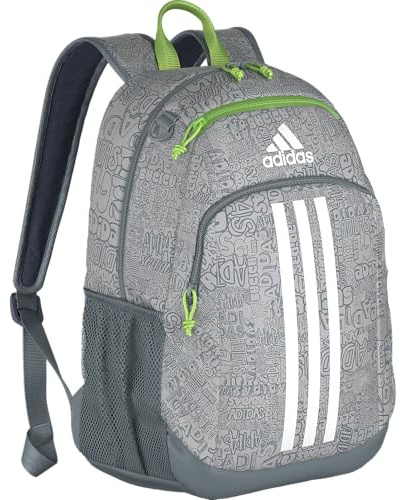 adidas Zaino unisex per bambini, ragazzi/ragazze, confezione da 1, Adi Font Madness Stone Grey/Lucid Lime Green/White, One Size, Zaino Creator 2