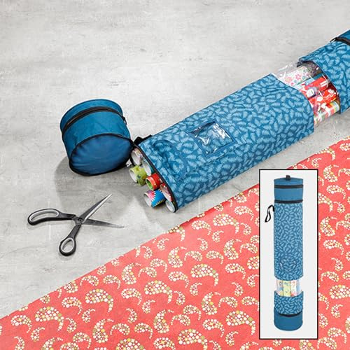 Mojawo Geschenkpapier-Organizer Geschenkpapierbox Aufbewahrungstasche Weihnachten in Blau