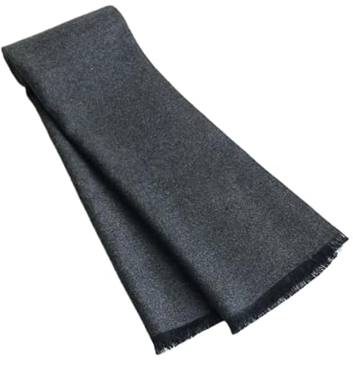 WOLONG Doppelseitiger grauer Herren-Kaschmirschal einfache einfarbige Schals 30 cm * 180 cm warmer glatter Winterschal GRAY One Size