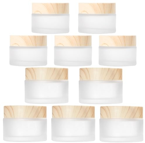 SuQurtom 10 Stück Glas Döschen, 20ml/30ml Weiß Mattiertes Glas Cremedose Leer Leerdose klarer Tiegel Leere Nachfüllbare Behälter Glasbehälter mit Deckel und Liner für Lotion, Creme