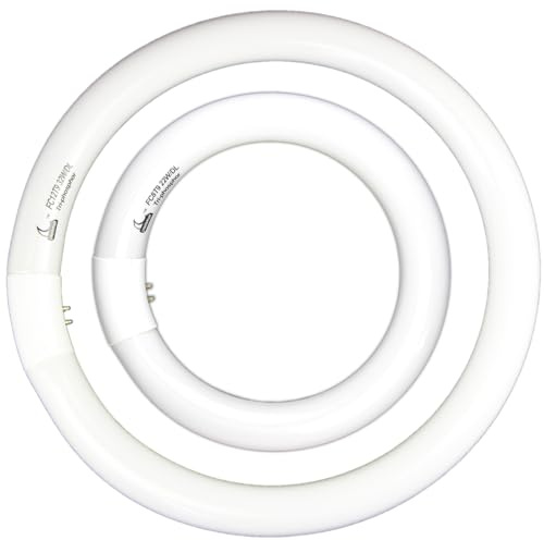 FC8T9 22W and FC12T9 32W Daylight Set , Round Fluorescent Bulb 8 inch T9 22 Watts & Circular Light Bulbs 12 inch 32 Watts kit, Circline Kitchen and Bath Fluorescent Lamp, CRI 80, DL 6500K, G10q Prong