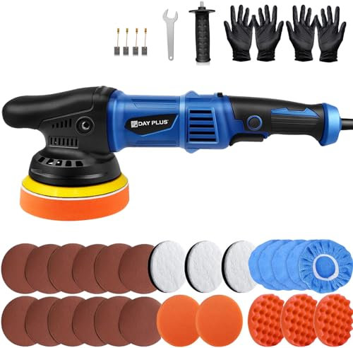 ZanGe 5inch Dual Action Polisher, Random Orbital Car Buffer Polisher Waxer Kit with 6 Variable Speed 2800-5800 RPM & Detachable Handle for Car, Boat Sanding, Polishing, Waxing