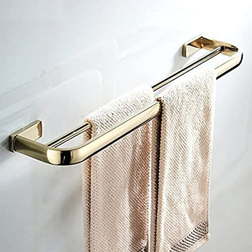 Bathroom Rack Towel Rail Rack Bathroom Towel Bar, Antique Brass Wall Mounted Towel Holder, Double Towels Hanger Shelf Rack for Kitchen Bath Room Hotel, 57cm for Kitchen Bathroom Decor (Gold)