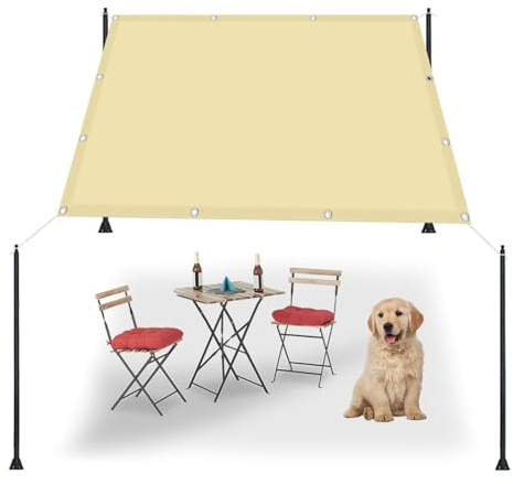 Sonnensegel Quadratisch Wasserdicht 3 x 9 m (Nach Mass) Premium Polyester Sonnensegel Windschutz Tarp, Schutztuch Sonnensegel für Garten Rasen Camping, Sandgelb