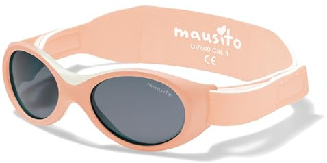 Mausito Baby solglasögon 0–1,5 år, pojkar och flickor, jämförbara solglasögon, baby, BPA-fria, 100 % UV-skydd, BIEGSAM & justerbart band I europeisk design, babysolglasögon, aprikos, Einheitsgröße