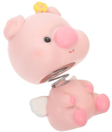 PHENOFICE Armaturenbrett-Dekoration Mini-schweinepuppe Mit Schüttelndem Kopf Basteldekor Aus Kunstharz Miniatur-schweinestatue Für Auto-innendekoration