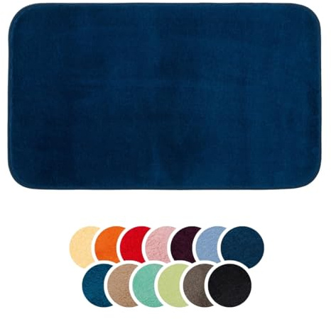 liebling Badteppich, 100% Polyester - Mikrofaser, Serie Santos, 60 x 100 cm,1500 g/m², 30 Grad waschbar, Farbe: dunkelblau