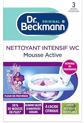 Dr. Beckmann - Détartrant Intensif WC Anti Calcaire - Mousse Nettoyante Fleur De Provence - Produit WC au Charbon Actif - Produit Ménager Qui Élimine les Saletés Ainsi que Les Mauvaises Odeurs 3x100g