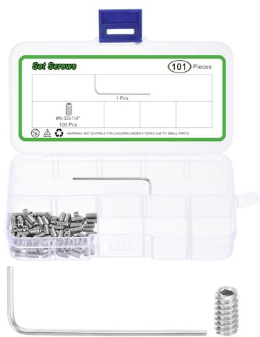 sourcing map Socket Set Grub Screws,100PCS #6x1/4- 304 Stainless Steel Hex Socket Cup Point Allen Screws with Hex Wrench for Repairing Door Handles, Faucet (Silver)