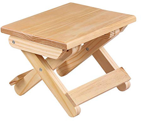 Sgabello pieghevole in legno, piccolo, altezza 17,8 cm, leggero e robusto, può contenere fino a 136 kg, ideale per soggiorno, camera da letto, cucina, cortile, giardino
