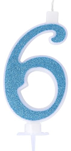 Bougie numérique pailletée bleu ciel n° 6