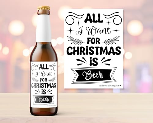 Bieretikett | All I want for christmas is beer | Personalisierung mit Wunschtext | Bier | Flaschenetikett | Weihnachtsgeschenk | Weihnachten