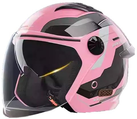 Erwachsenen Motorradhelm Scooter-Helm, Mode Halboffener Helm, Jet-Helm Mit Sonnen-Visier, Roller-Helm für Frauen und Herren Im Edlen Vintage-Look, Qualität Nach ECE-Norm