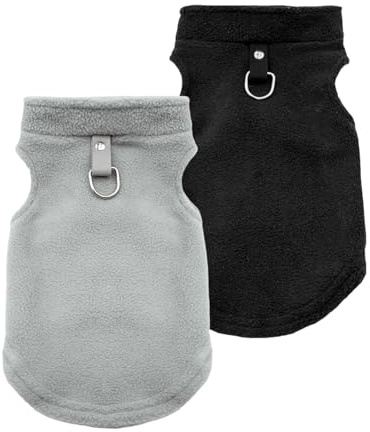 TenaLucy 2 Stücke Fleece-Weste mit Ring für die Leine, Hundepullover fur Kleine Katzen und Hunde, Warme und Weiche Hundepullover, Fleecepullover fur Kleine Katzen unds Hunde, für Welpen kleine (S)