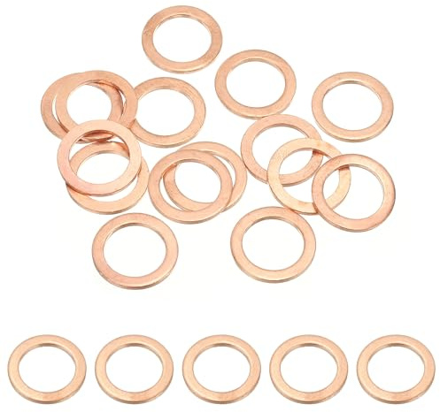 PATIKIL 15pcs Arandela de Cobre M14, Anillo de Sellado, 20x14x1.5mm(OD*ID*Grosor) Junta Plana Métrica Crush Accesorios Hidráulicos para Tornillos Perno Tapones de Cárter Drenaje de Aceite