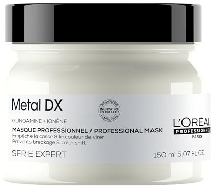 L'Oréal Professionnel hårmask för långvariga färger, mindre hårbrott och mer glans, för alla hårtyper, serie expert, Metal DX-mask, 150 ml