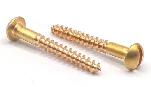 Holzschrauben Halbrundkopf mit Schlitz DIN 96 - Messing natur (Ø 4 mm x 25, 50 Stück)