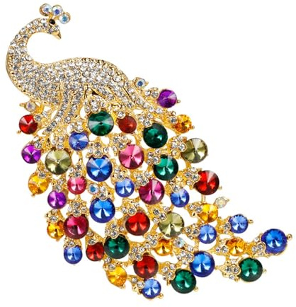 Broche antideslizante exquisito broche de pavo real brillante rhinestone pájaro pabellón para ropa exquisita colorida